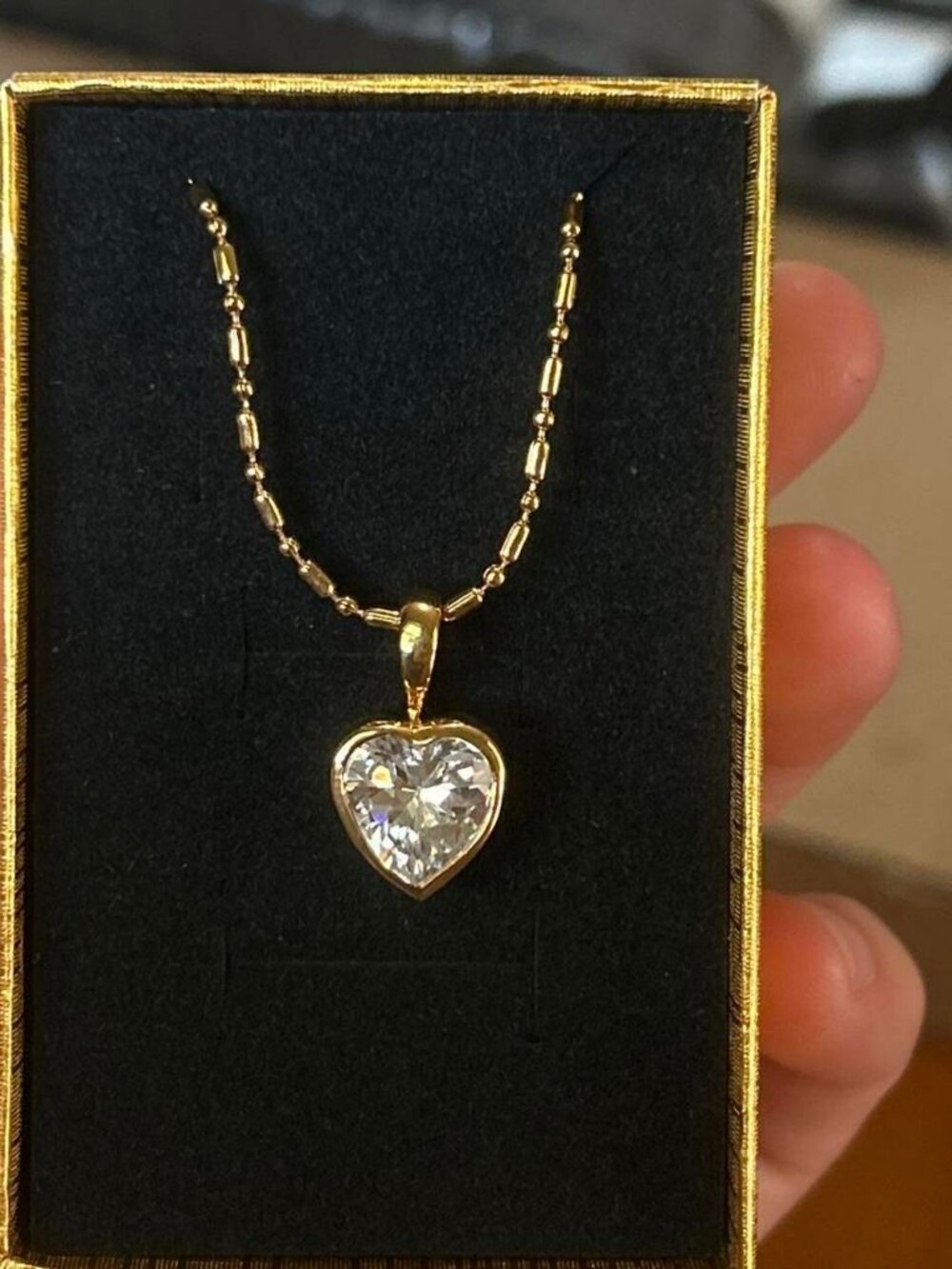 Gold Heart Pendant Necklace Costume Jewelry